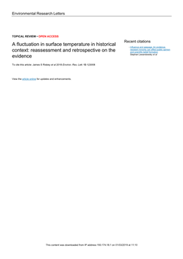 A Fluctuation in Surface Temperature in Historical Context: Reassessment and Retrospective on the Evidence