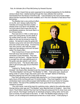 Fab, an Intimate Life of Paul Mccartney by Howard Sounes