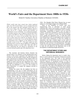 World's Fairs and the Department Store 1800S to 1930S