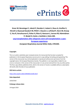 Lung Transplantation After Allogeneic Stem Cell Transplantation: a Pan