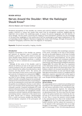 Nerves Around the Shoulder: What the Radiologist Should Know? Journal of the Belgian Society of Radiology