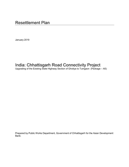 Resettlement Plan India: Chhattisgarh Road Connectivity Project