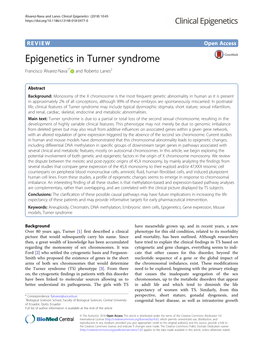 Epigenetics in Turner Syndrome Francisco Álvarez-Nava1* and Roberto Lanes2