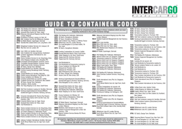 GUIDE to CONTAINER CODES ACTU P&O Nedlloyd BV, Rotterdam