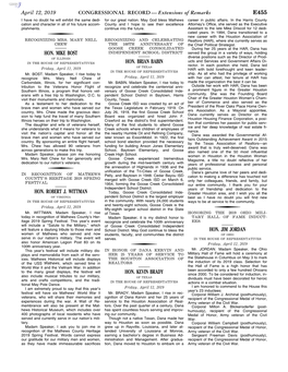 CONGRESSIONAL RECORD— Extensions of Remarks E455 HON