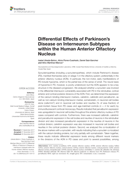 Differential Effects of Parkinson's Disease on Interneuron Subtypes