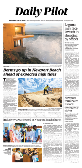 Berms Go up in Newport Beach Ahead of Expected High Tides