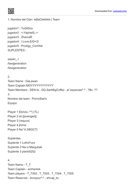 1. Nombre Del Clan: Isbackkkkkk-| Team Jugador1