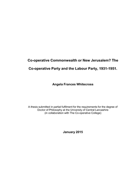 The Co-Operative Party and the Labour Party, 1931-1951