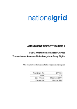 Amendment Report Volume 2 Amendment Ref: CAP165