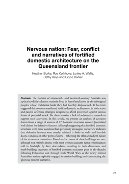 Fear, Conflict and Narratives of Fortified Domestic Architecture on the Queensland Frontier Heather Burke, Ray Kerkhove, Lynley A