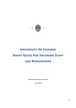 University of Coimbra Short Guide for Incoming Staff