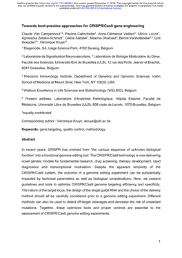 Towards Best-Practice Approaches for CRISPR/Cas9 Gene Engineering