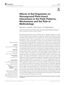 Effects of Soil Organisms on Aboveground Plant-Insect Interactions in the Field: Patterns, Mechanisms and the Role of Methodology