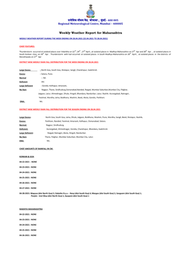 Weekly Weather Report for Maharashtra