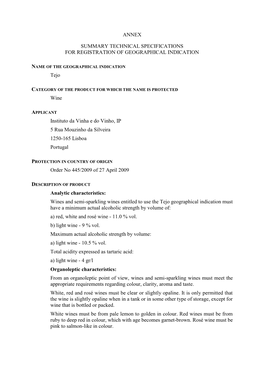 Summary Template Used for Negotiations