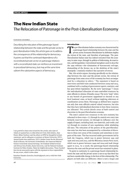 The New Indian State the Relocation of Patronage in the Post-Liberalisation Economy
