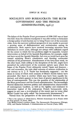 The Blum Government and the French Administration, 1936–37