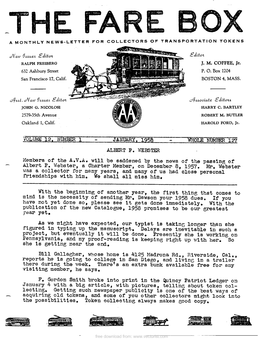 A Monthly News-Letter for Collectors of Transportation Tokens