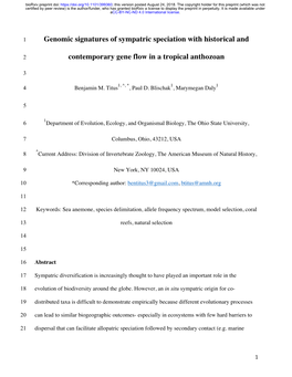 Genomic Signatures of Sympatric Speciation with Historical And