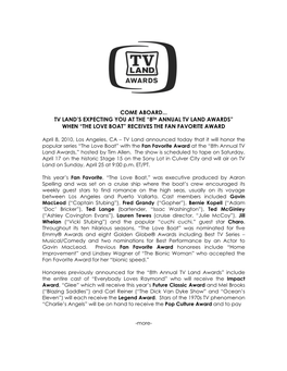 8Th Annual Tv Land Awards” When “The Love Boat” Receives the Fan Favorite Award
