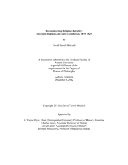 Dissertation Submitted to the Graduate Faculty of Auburn University in Partial Fulfillment of the Requirements for the Degree of Doctor of Philosophy