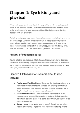 Chapter 1: Eye History and Physical