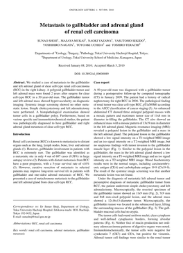 Metastasis to Gallbladder and Adrenal Gland of Renal Cell Carcinoma