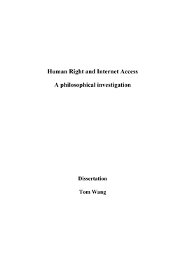 Human Right to Internet Access (A Moral