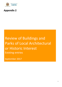 Review of Buildings and Parks of Local Architectural Or Historic Interest
