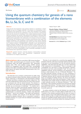 Using the Quantum Chemistry for Genesis of a Nano Biomembrane with a Combination of the Elements Be, Li, Se, Si, C and H