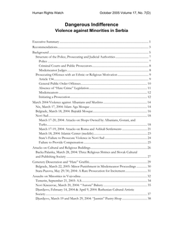 Dangerous Indifference Violence Against Minorities in Serbia