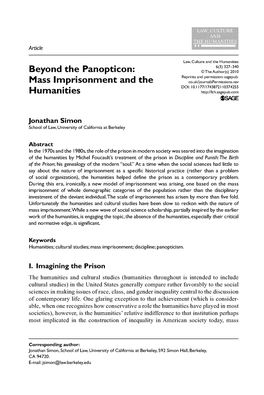 Beyond the Panopticon: Mass Imprisonment and the Humanities