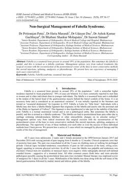 Non-Surgical Management of Fabella Syndrome