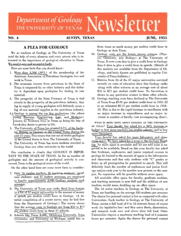 Department of Geology Newsletter. No.4, June, 1955