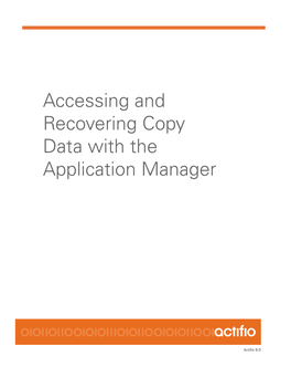 Accessing and Recovering Copy Data with the Application Manager