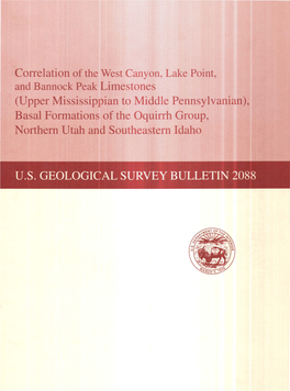 Basal Formations of the Oquirrh Group, Northern Utah and Southeastern Idaho