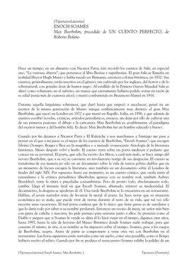 ENOCH SOAMES Max Beerbohm, Precedido De UN CUENTO PERFECTO, De Roberto Bolaño