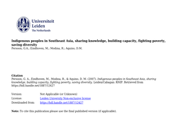 Indigenous Peoples in Southeast Asia, Sharing Knowledge, Building Capacity, Fighting Poverty, Saving Diversity Persoon, G.A.; Eindhoven, M.; Modina, R.; Aquino, D.M