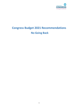 Congress Budget 2021 Recommendations No Going Back