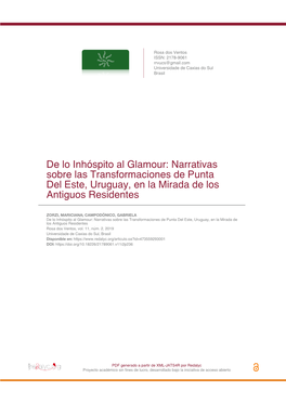 Narrativas Sobre Las Transformaciones De Punta Del Este, Uruguay, En La Mirada De Los Antiguos Residentes