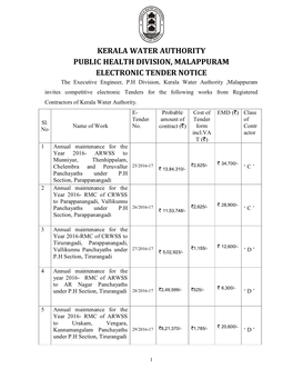 Kerala Water Authority Public Health Division