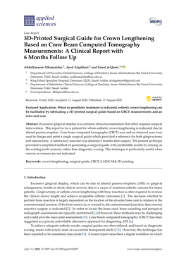 3D-Printed Surgical Guide for Crown Lengthening Based on Cone Beam Computed Tomography Measurements: a Clinical Report with 6 Months Follow Up