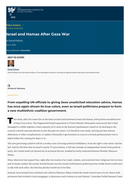 Israel and Hamas After Gaza War | the Washington Institute