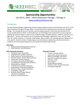 Sponsorship Opportunities July 18-21, 2016 – Hilton Downtown Chicago – Chicago, IL