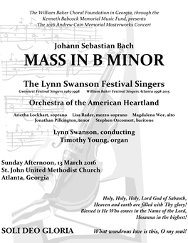 2016 Bach: Mass in B Minor