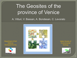 The Geosites of the Province of Venice