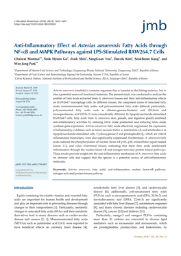 Anti-Inflammatory Effect of Asterias Amurensis Fatty Acids Through NF-Κb and MAPK Pathways Against LPS-Stimulated RAW264.7 Cell
