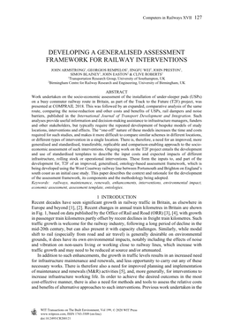 Developing a Generalised Assessment Framework for Railway Interventions