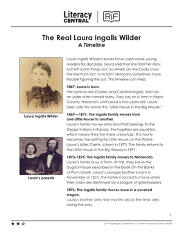The Real Laura Ingalls Wilder a Timeline